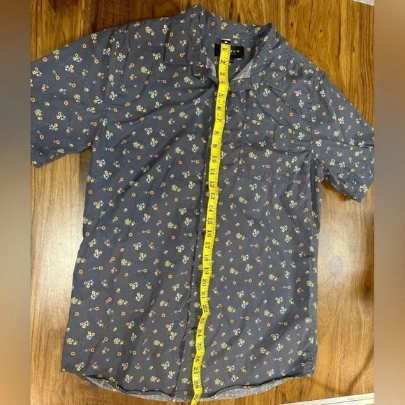 Pacsun Men’s Size Medium Button Up Blue Floral Short Sleeve Shirt - Picture 5 of 7